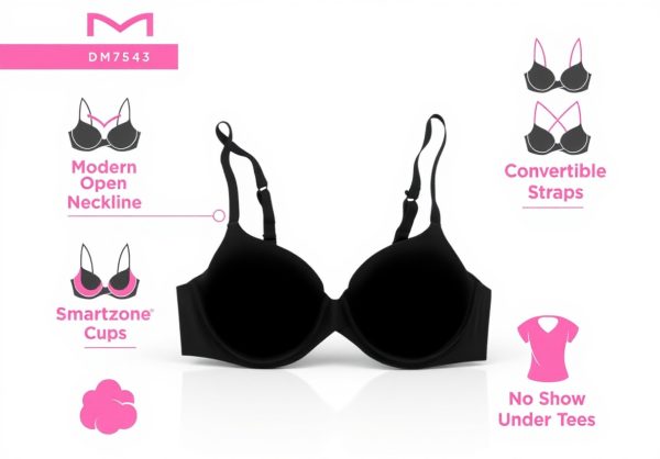 Maidenform T-Shirt Bra Womens Underwire Convertible Straps