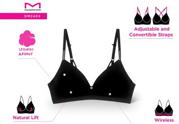 Maidenform Wireless Bra Women T-Shirt Smoothing Convertible