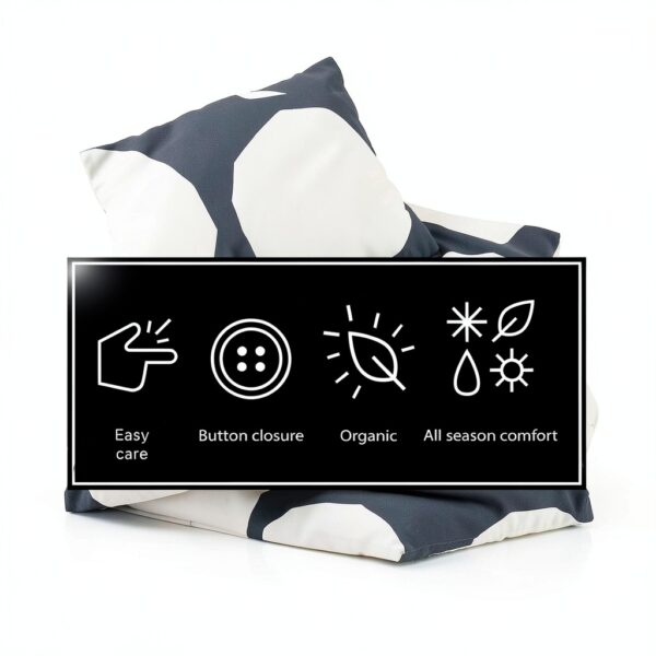 Organic Cotton Duvet Cover King Size Kivet Grey Set-5