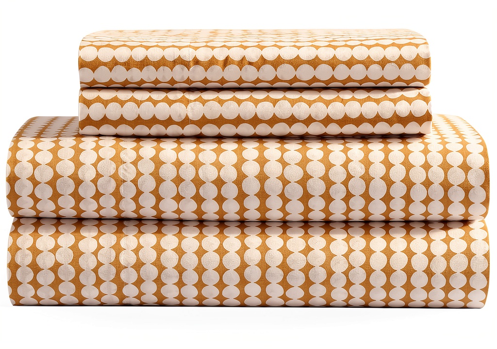 Organic cotton queen sheet set laid out on a bed showing texture and fit