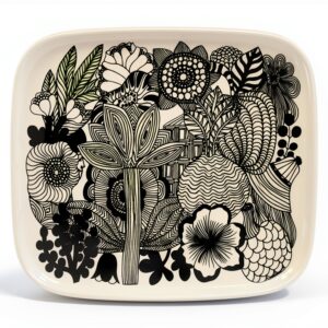 Marimekko Ceramic Plate Black White Dishwasher Safe-0
