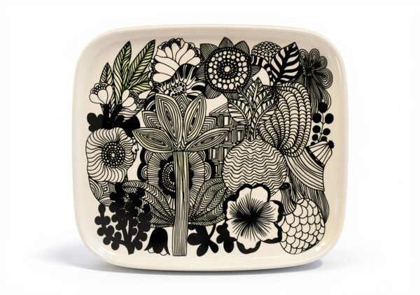 Marimekko Ceramic Plate Black White Dishwasher Safe-0