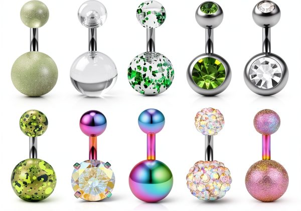 Ruifan 14G 6mm 316L Steel CZ Short Belly Button Rings