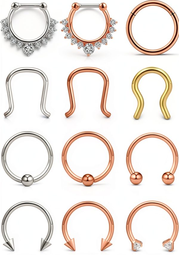 Ruifan 16G Horseshoe Barbell Surgical Steel CZ Septum Ring