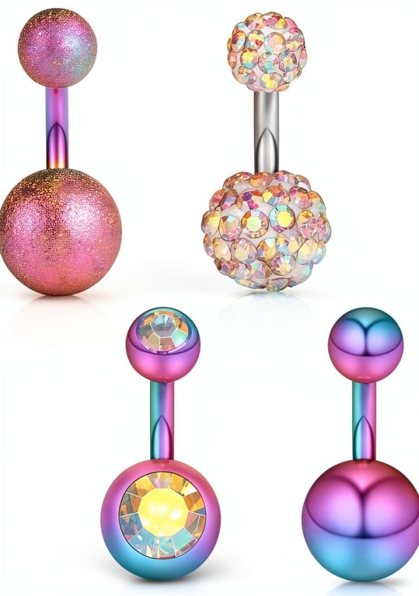 Ruifan 14G Surgical Steel Short Belly Button Rings 4-6PCS