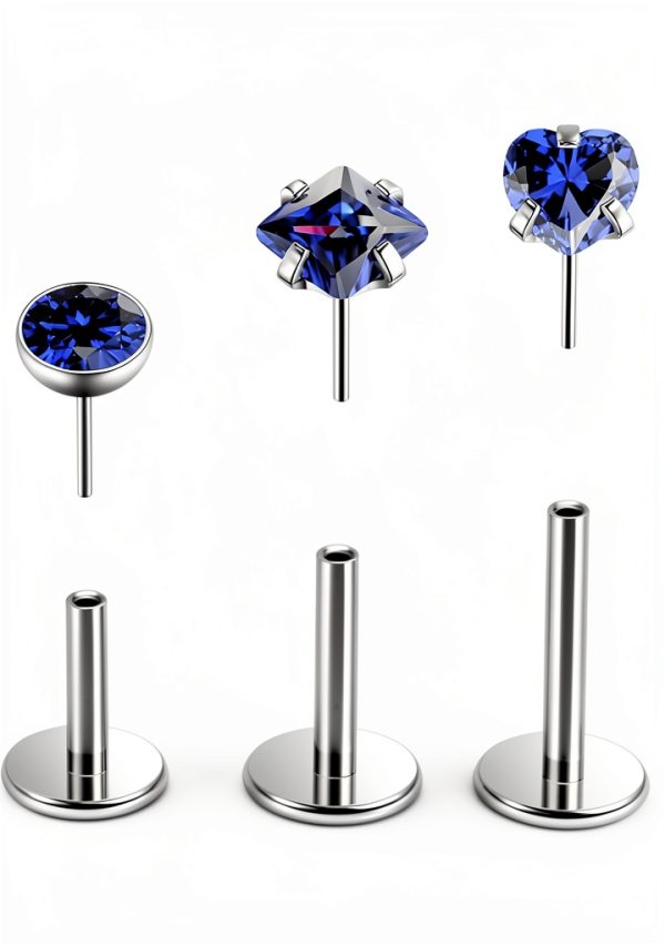 Ruifan Titanium Lip Rings Threadless Push in Earrings Studs