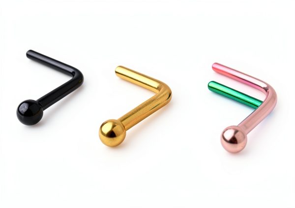 Ruifan 20G Surgical Steel L-Shaped Nose Bone Studs Piercing
