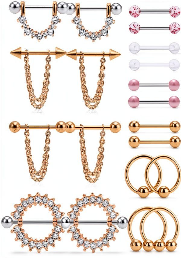 Ruifan Surgical Steel Nipple Shield Rings Tongue Barbell