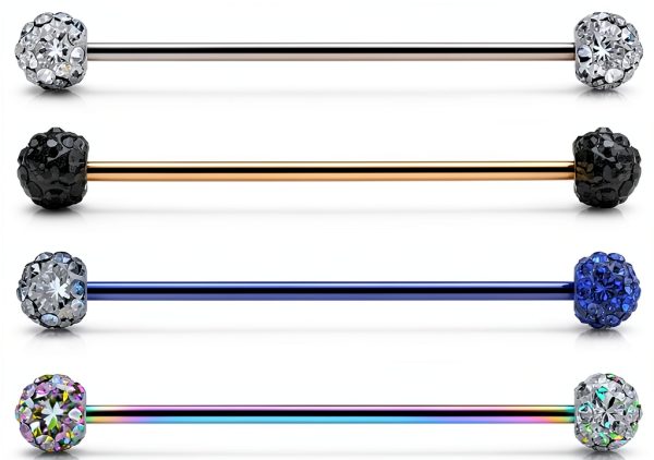 Ruifan 14G Crystal Ball Barbell Earring Surgical Steel Body