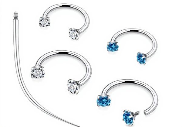 Ruifan Titanium Horseshoe Nose Ring 16G CZ Septum Piercing