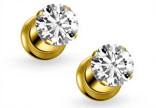 Ruifan ASTM F136 Titanium Ear Gauges Clear CZ Tapers Men