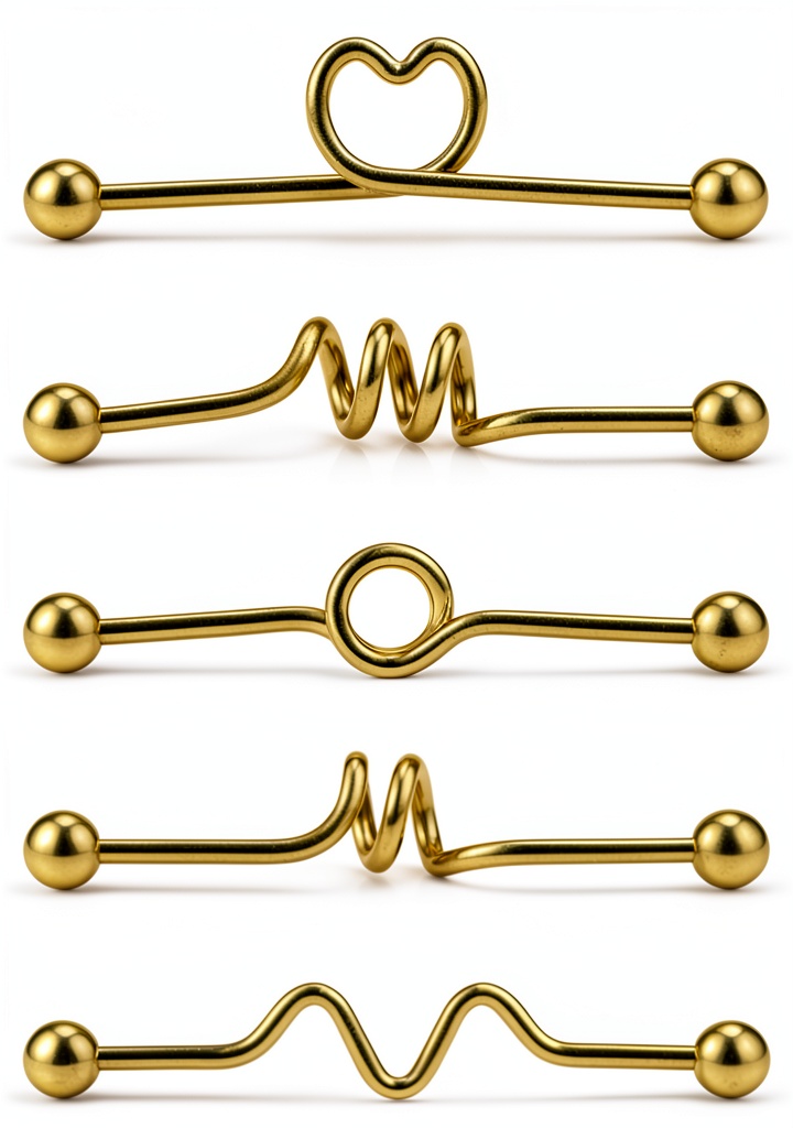 Ruifan 5-piece barbell earring set displayed on a clean background
