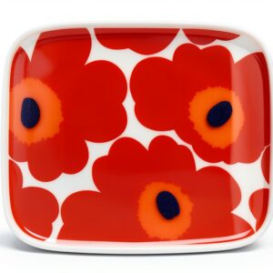 Marimekko Porcelain Plate Red Unikko Design Microwave Safe-0