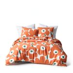 Marimekko Cotton Duvet Cover Set Unikko Orange Queen King-0