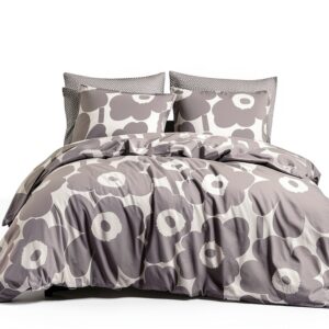 Grey Cotton Duvet Cover King Size Home Bedding-0