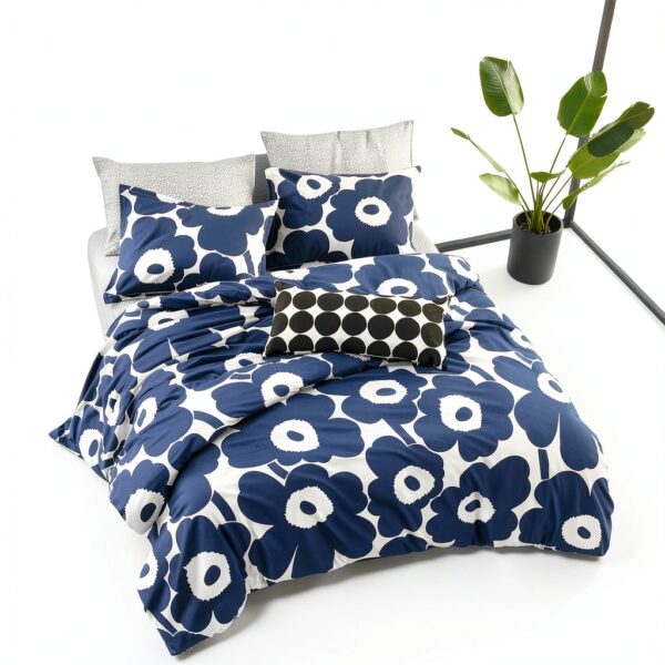 Indigo Cotton Duvet Cover Set Queen King Luxury-1