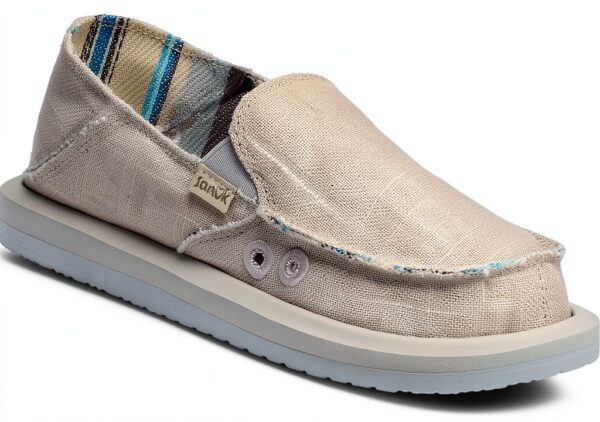 Sanuk Women Donna Hemp Loafer Flat Grey Vegan Slip On-0
