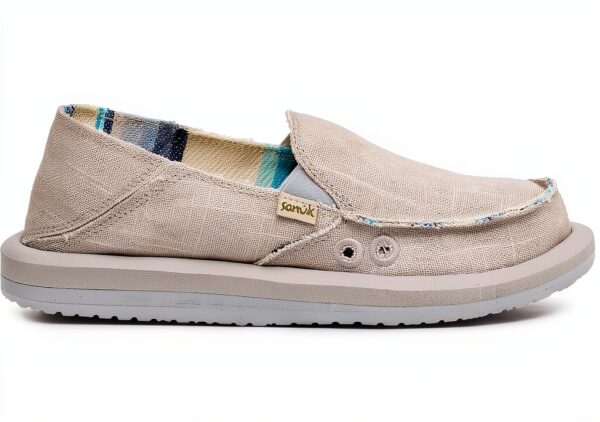 Sanuk Women Donna Hemp Loafer Flat Grey Vegan Slip On-1